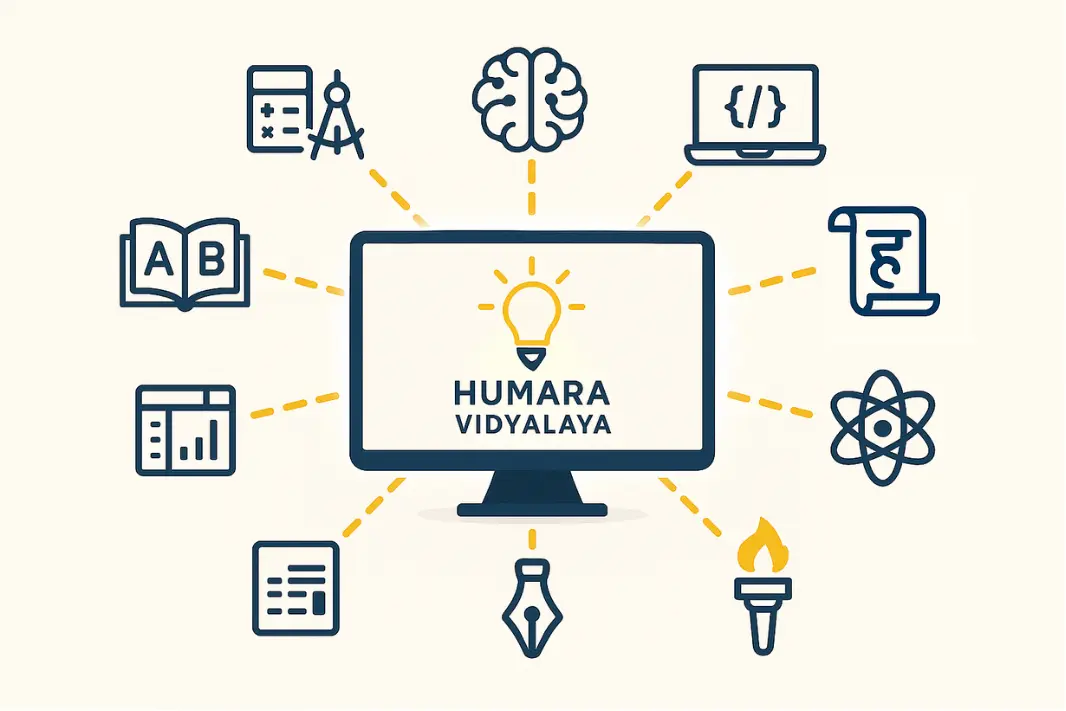 Humara Vidyalaya online education platform - desktop view showcasing comprehensive courses, expert instructors, and quality learning experience